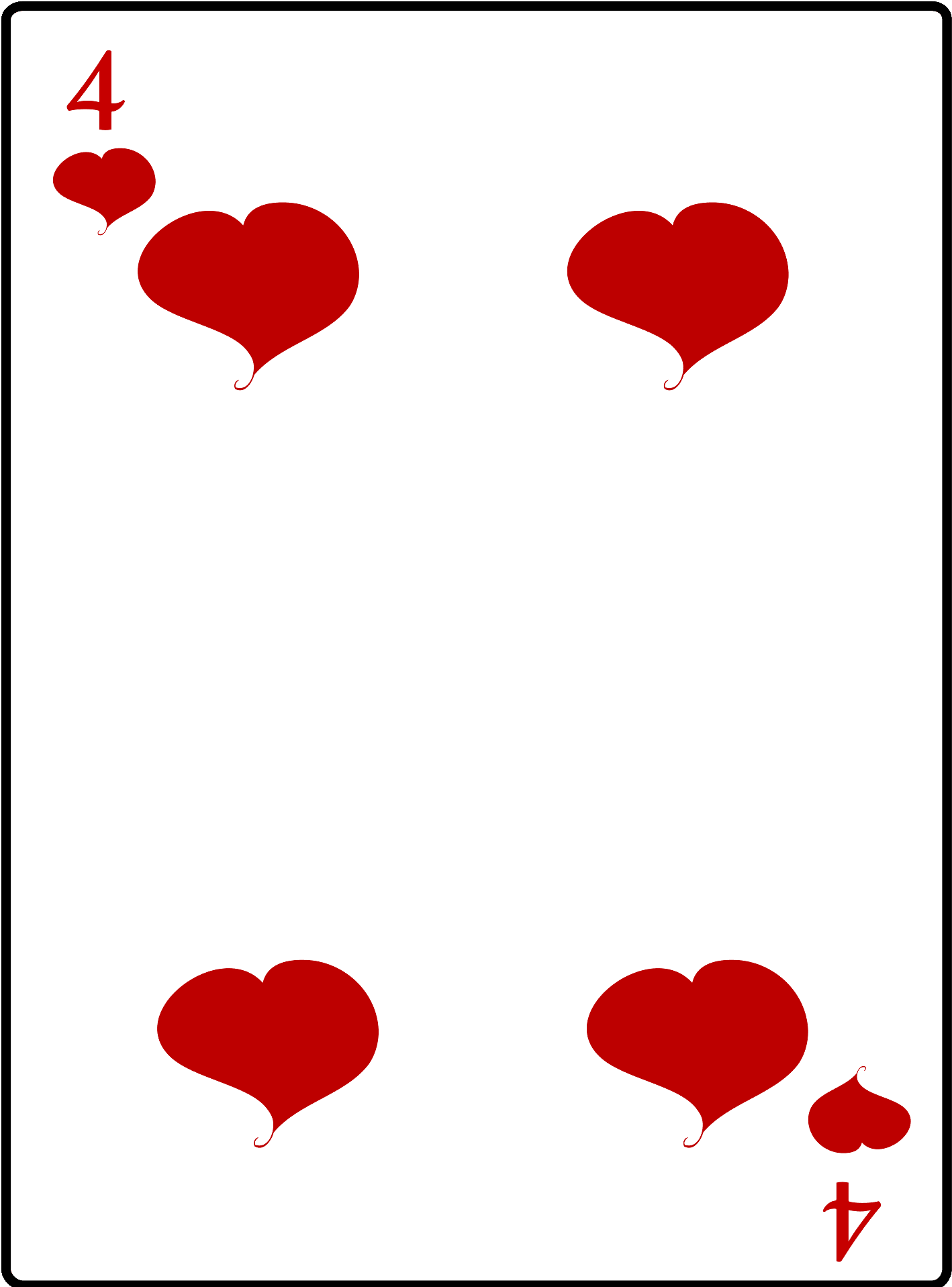 Four Of Hearts Playing Card Vector Illustration - Playing Cards Four Of Hearts Clipart (600x600), Png Download