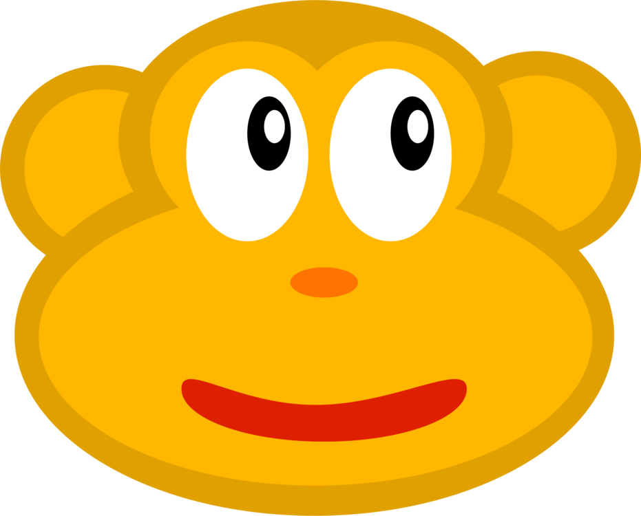 Emoticon,area,food - Yellow Baboon Cartoon Png Clipart (931x750), Png Download