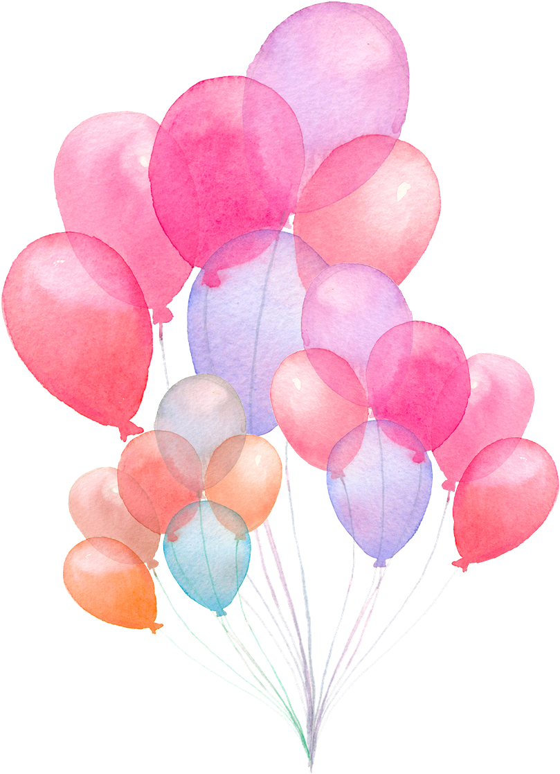 Colorful Balloons Png Picture - Transparent Watercolor Balloons Png Clipart (809x1117), Png Download