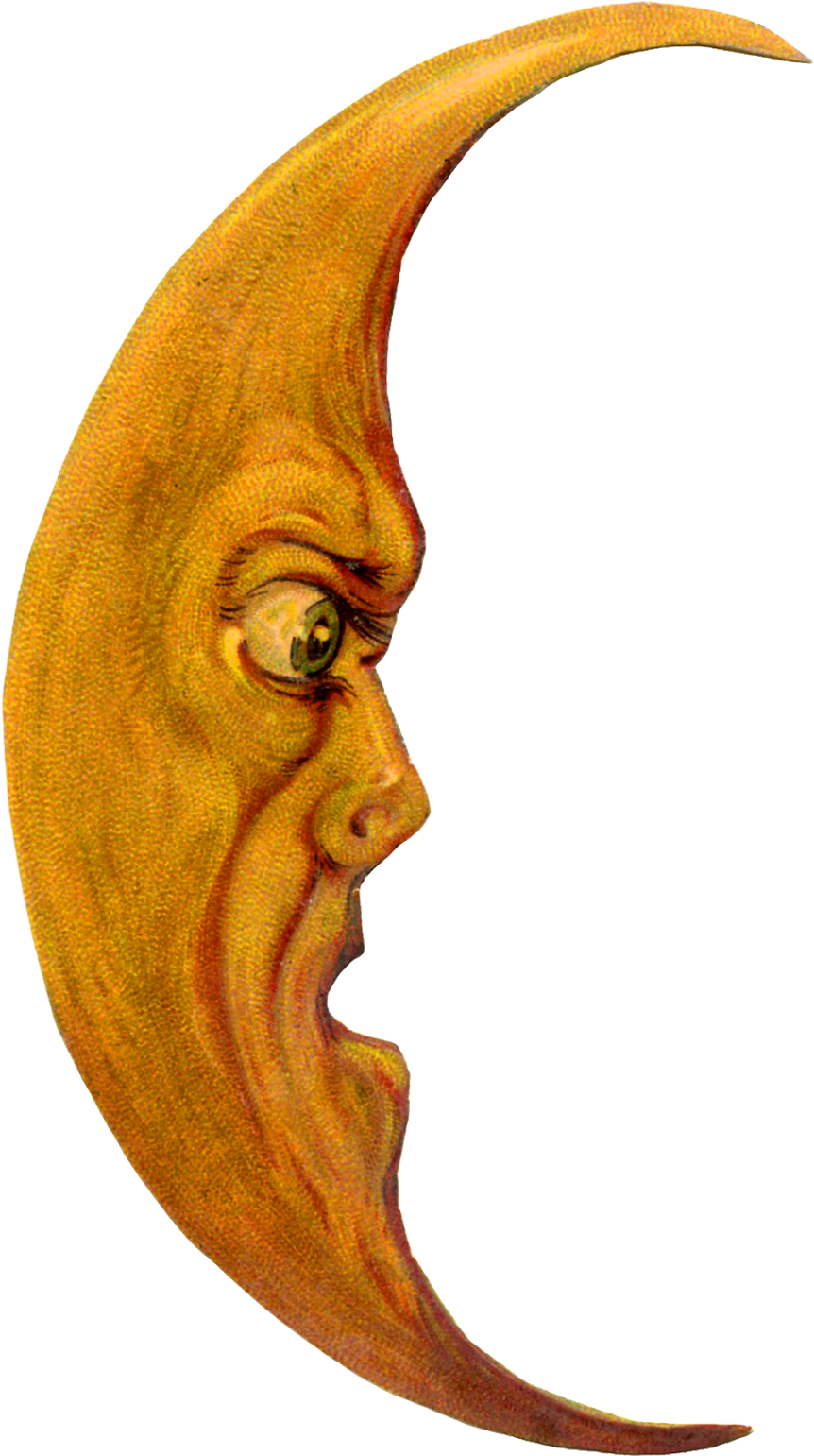 Transparent Vintage Man In The Moon Clipart - Vintage Halloween Clip Art - Png Download (862x1541), Png Download