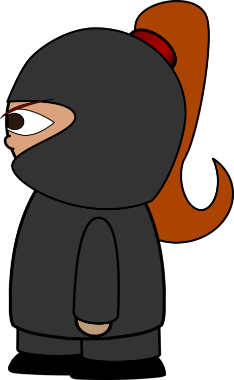 Character - Ninja With Pony Tail Clipart (462x750), Png Download