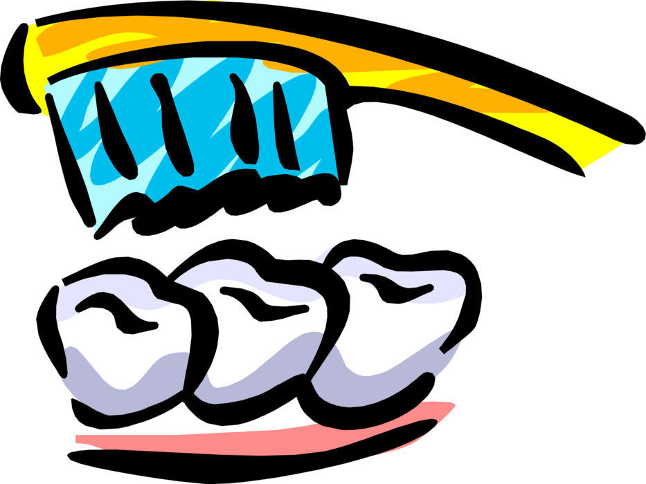 Vector Illustration Of Oral Hygiene Toothbrush For - Toothbrush And Teeth Clipart - Png Download (933x700), Png Download