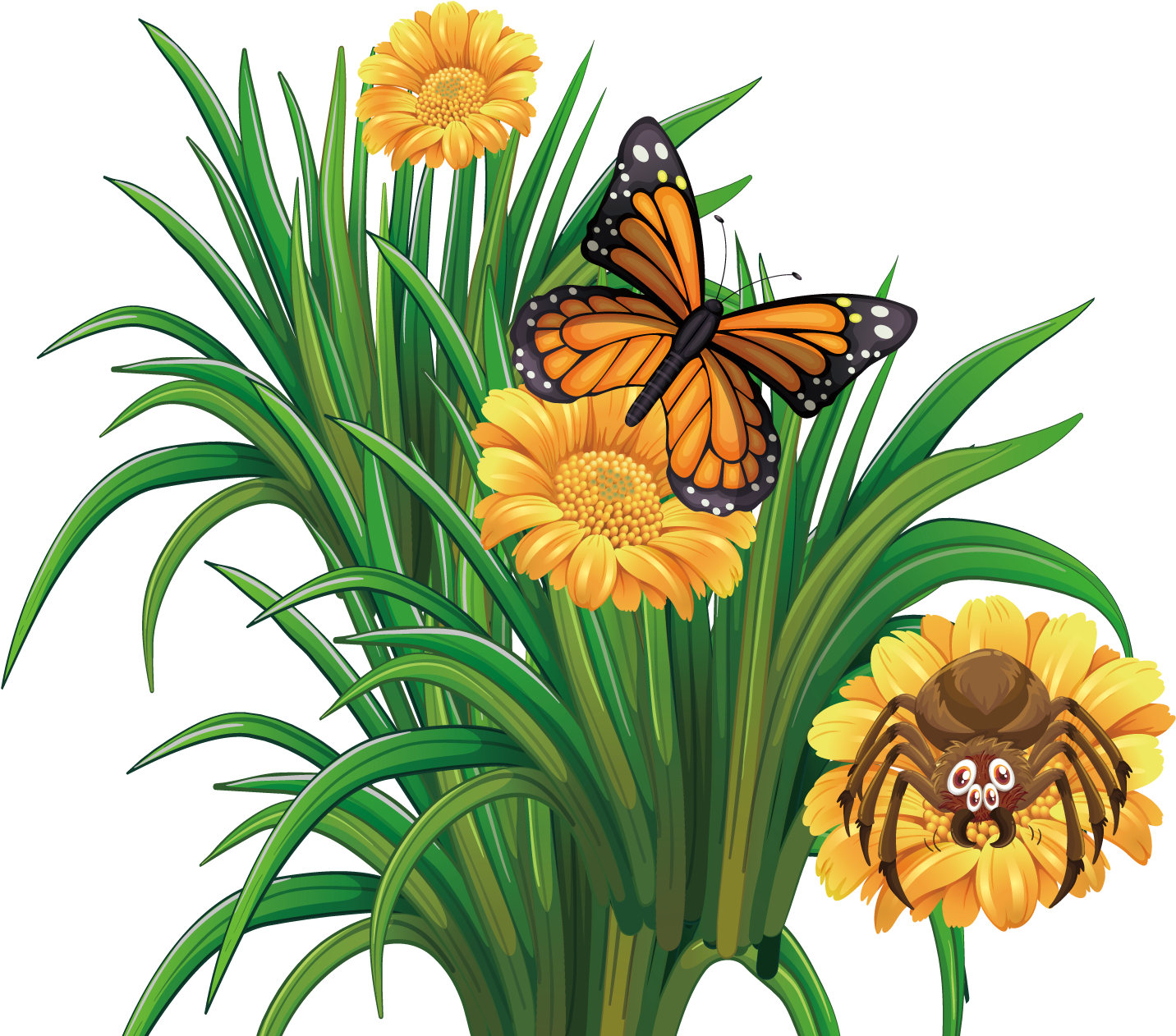 Butterfly Flower Clipart Graphic Stock Monarch Butterfly - Flower With Butterfly Clipart - Png Download (1500x1500), Png Download