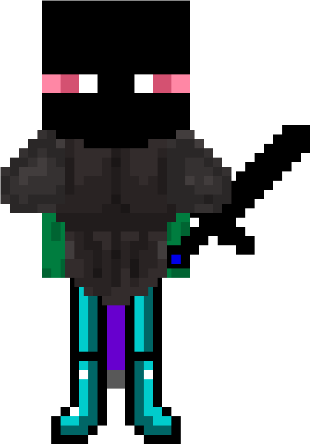 Enderman Drawing Minecraft Animation Transparent Png - Minecraft Diamond Sword And Armor Clipart (900x1125), Png Download