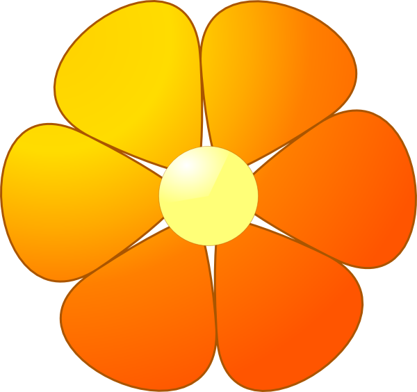 Orange Colour Flower Clipart - Png Download (600x564), Png Download
