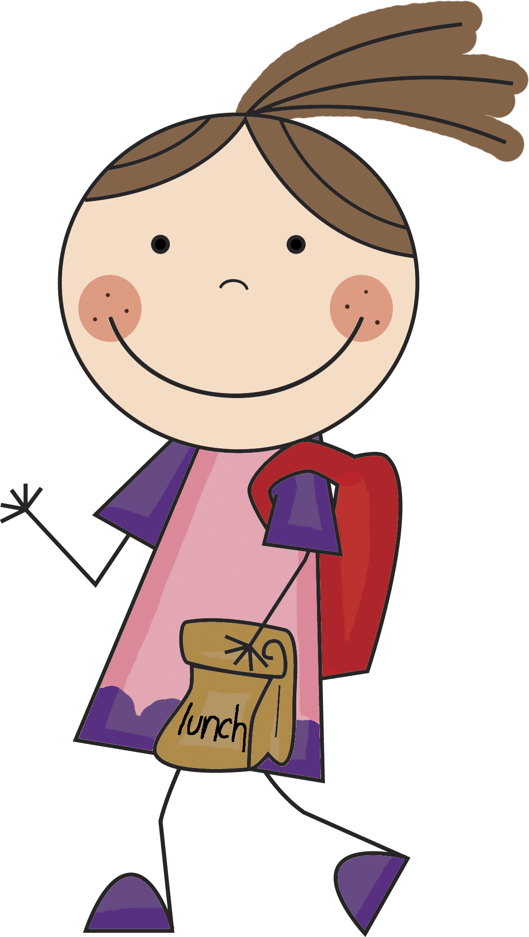 28 Collection Of School Girl Clipart Png - Stick Figure School Clipart Transparent Png (1073x1902), Png Download