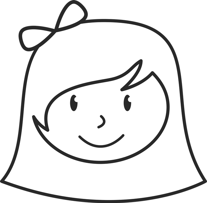 Girl With Short Hair And Bow Face Stamp - Stick Figure Girl Face Clipart (700x684), Png Download