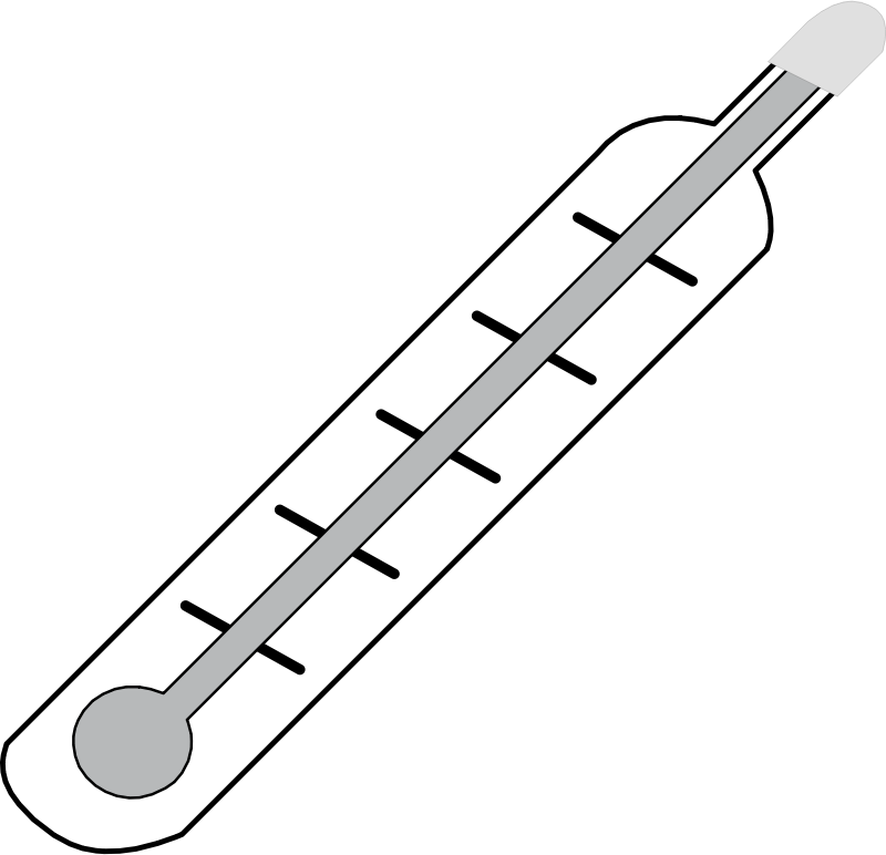 Clipart - Thermometer Hot - Outline - Hot Thermometer Clip Art Black And White - Png Download (800x772), Png Download