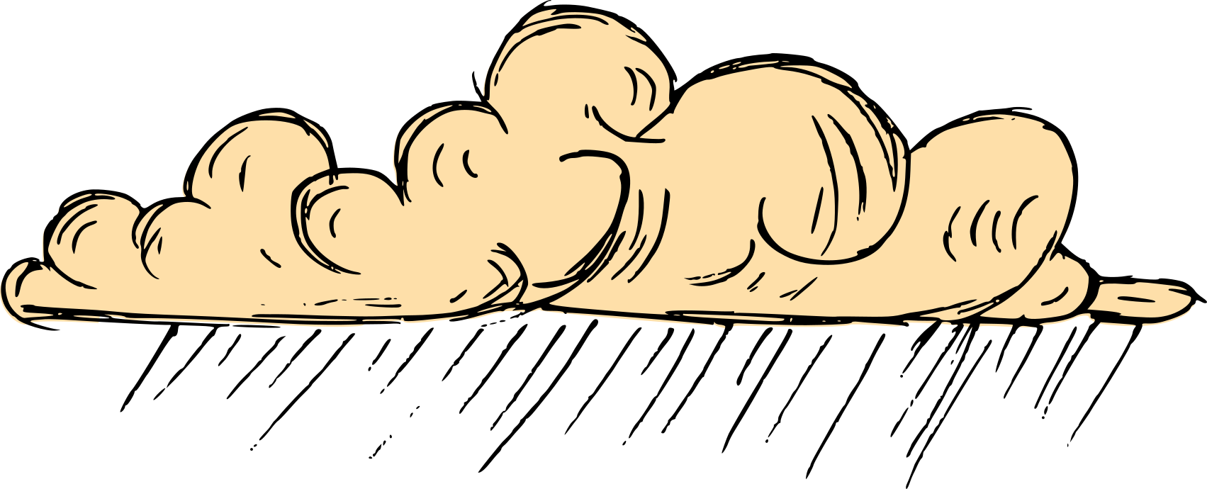 Vintage Cloud Drawing 3 - Cartoon Clipart (1703x690), Png Download