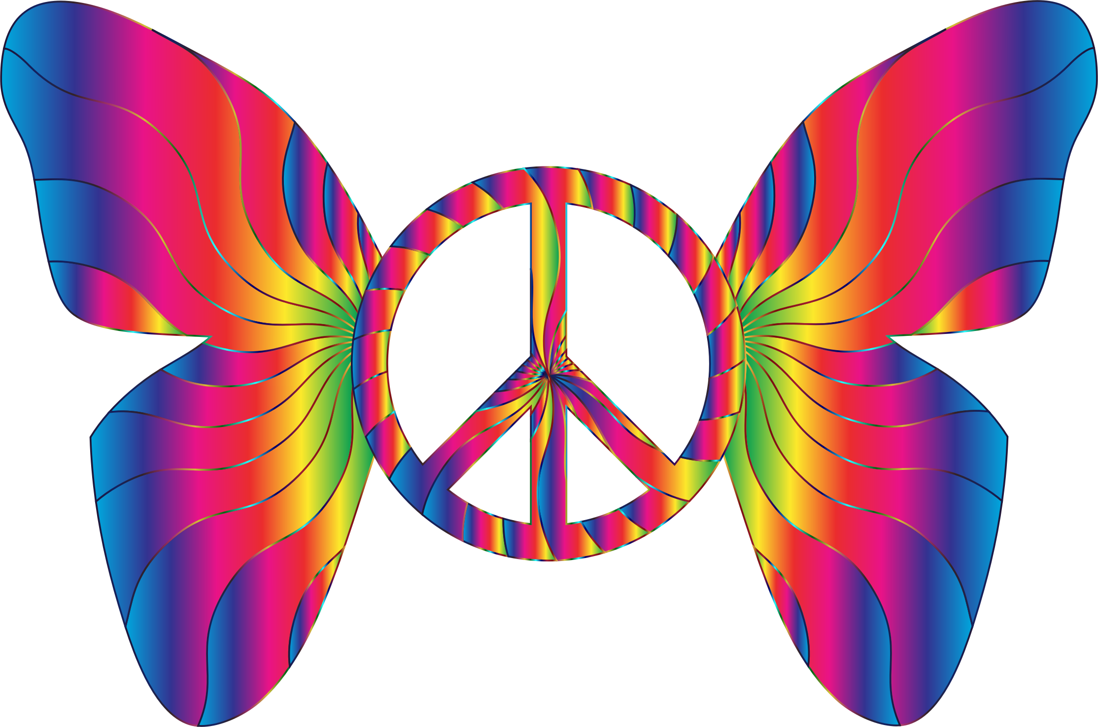 Peace Sign Clipart Groovy - Butterfly Peace Sign - Png Download (2228x1476), Png Download