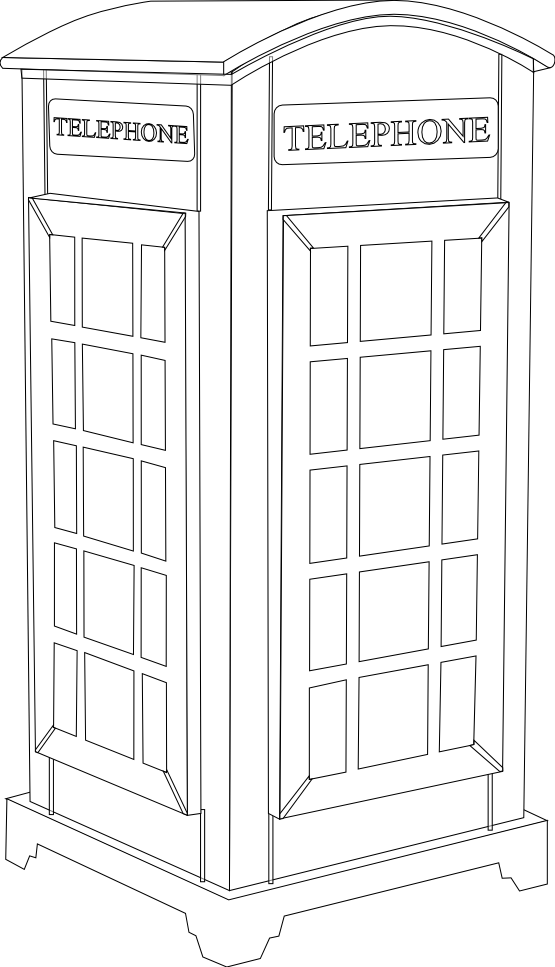English Clipart Phone Booth - Cartoon Black And White London Telephone Box - Png Download (555x967), Png Download