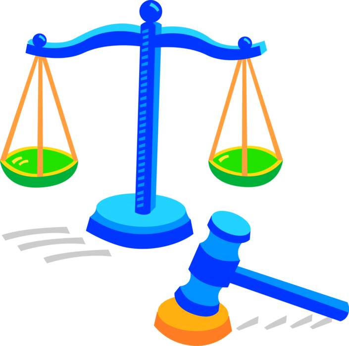 Vector Illustration Of Weighing Scales Of Justice With - Consumer Court And Consumer Movement Clipart (705x700), Png Download
