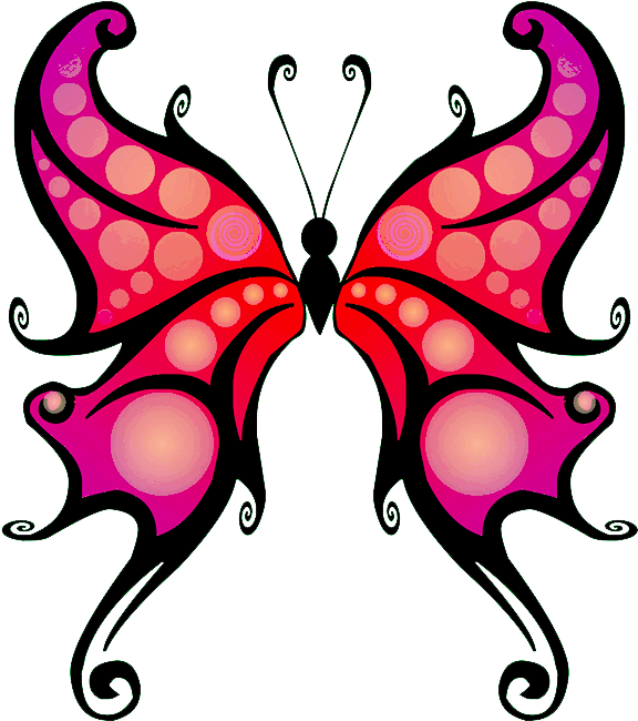 Black Red Butterfly Clip Art Png - Butterfly Cliparts Outline Transparent Png (591x697), Png Download