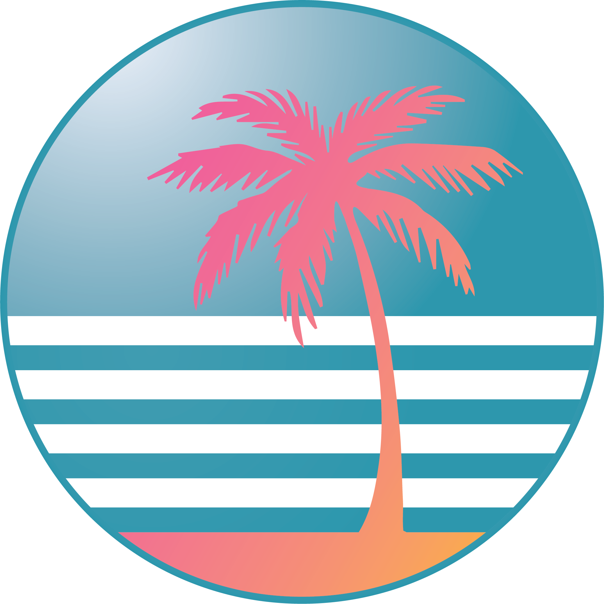 Transparent Catamaran Clipart - Retro Palm Trees Vector - Png Download (2077x2077), Png Download