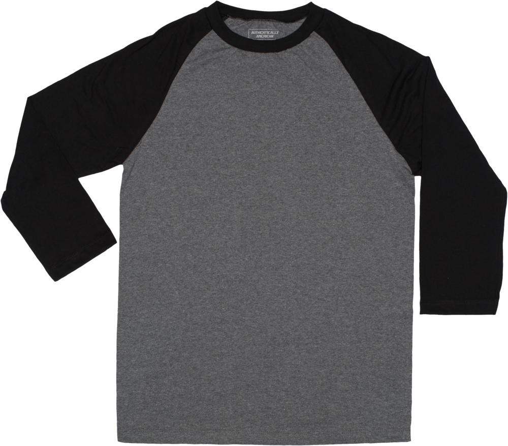 Tri-color 3/4 Length Sleeve Baseball Tee Clipart , - Long-sleeved T-shirt - Png Download (1000x877), Png Download