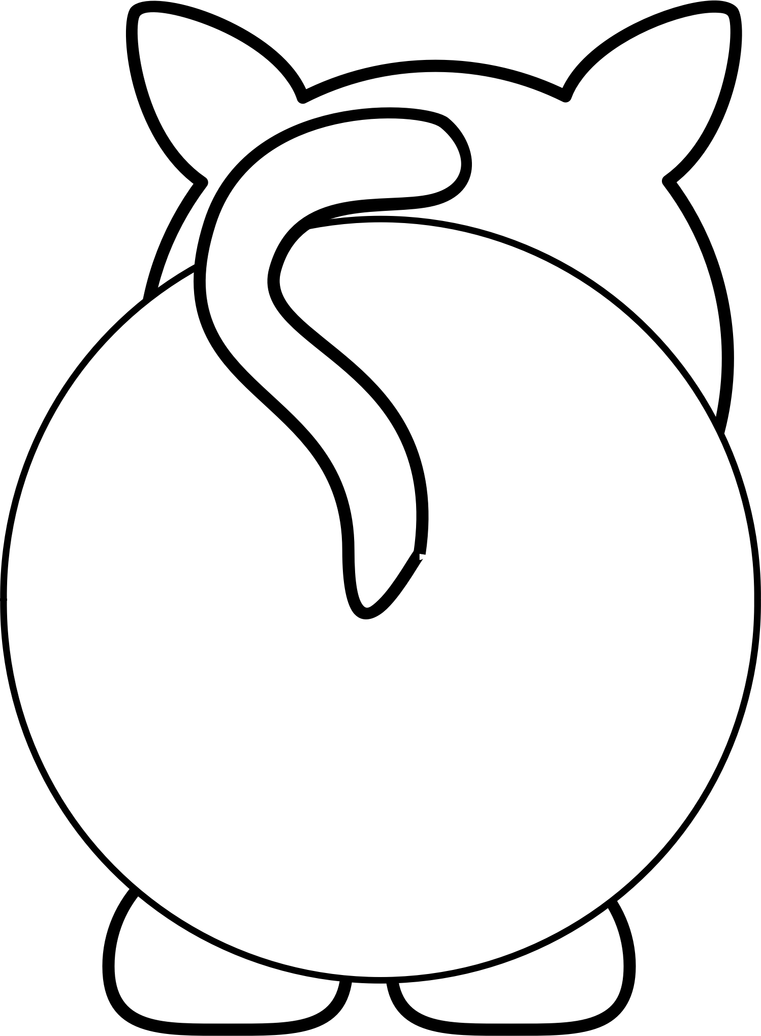 White Cat 7 Clip Arts - Line Art - Png Download (1498x2039), Png Download