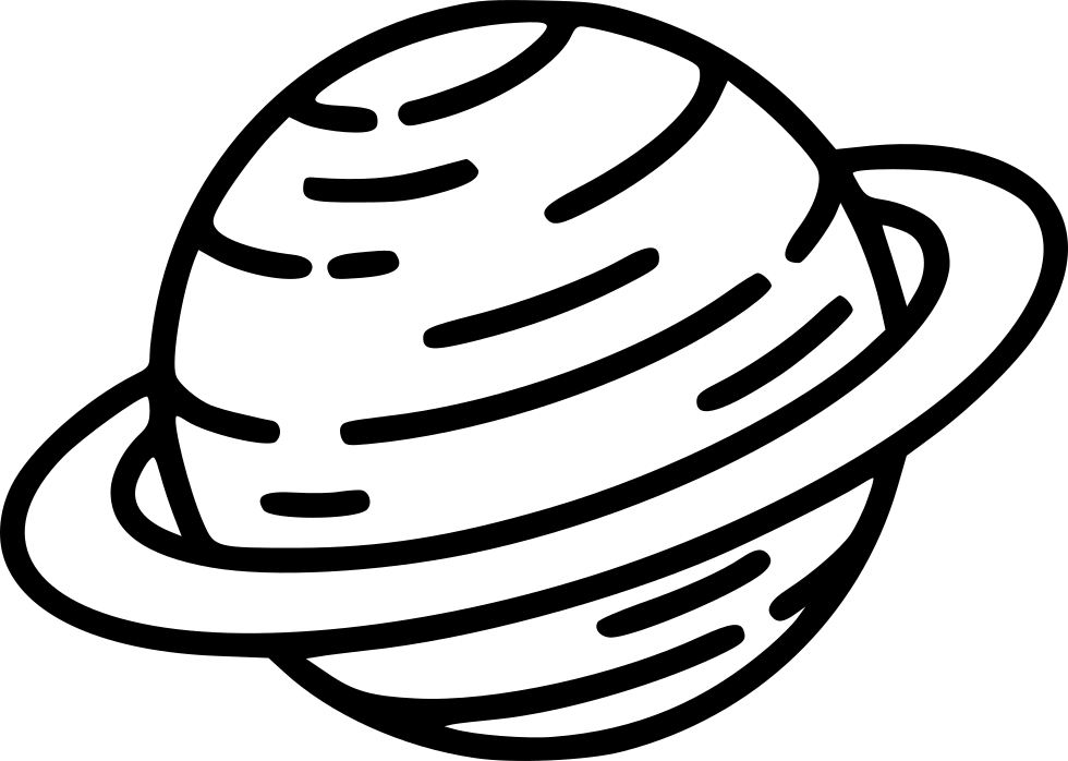 Planet Saturn - Saturn Clipart Black And White - Png Download (980x698), Png Download