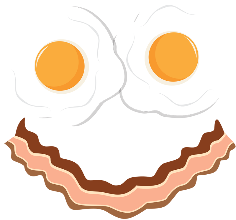 Bacon And Eggs Smile Wall Sticker - Ovos Com Bacon Png Clipart (800x747), Png Download