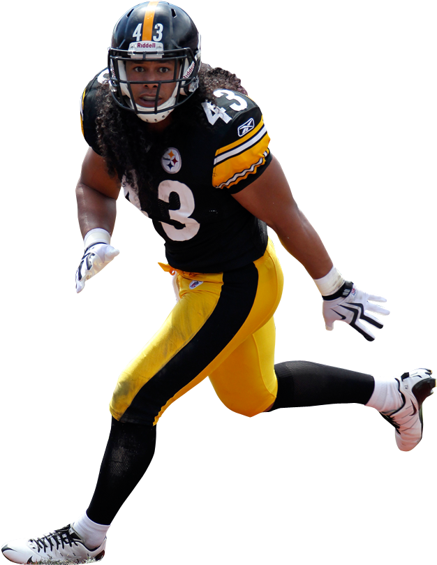 Nfl Pittsburgh Football Bowl American Xlv Sport Clipart - Defensive Football Player Png Transparent Png (640x823), Png Download