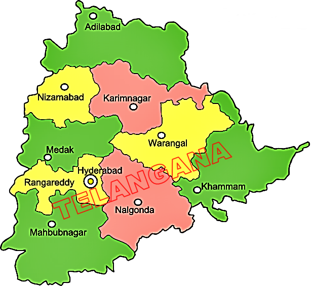 Telangana State 10 Districts Clipart (614x564), Png Download