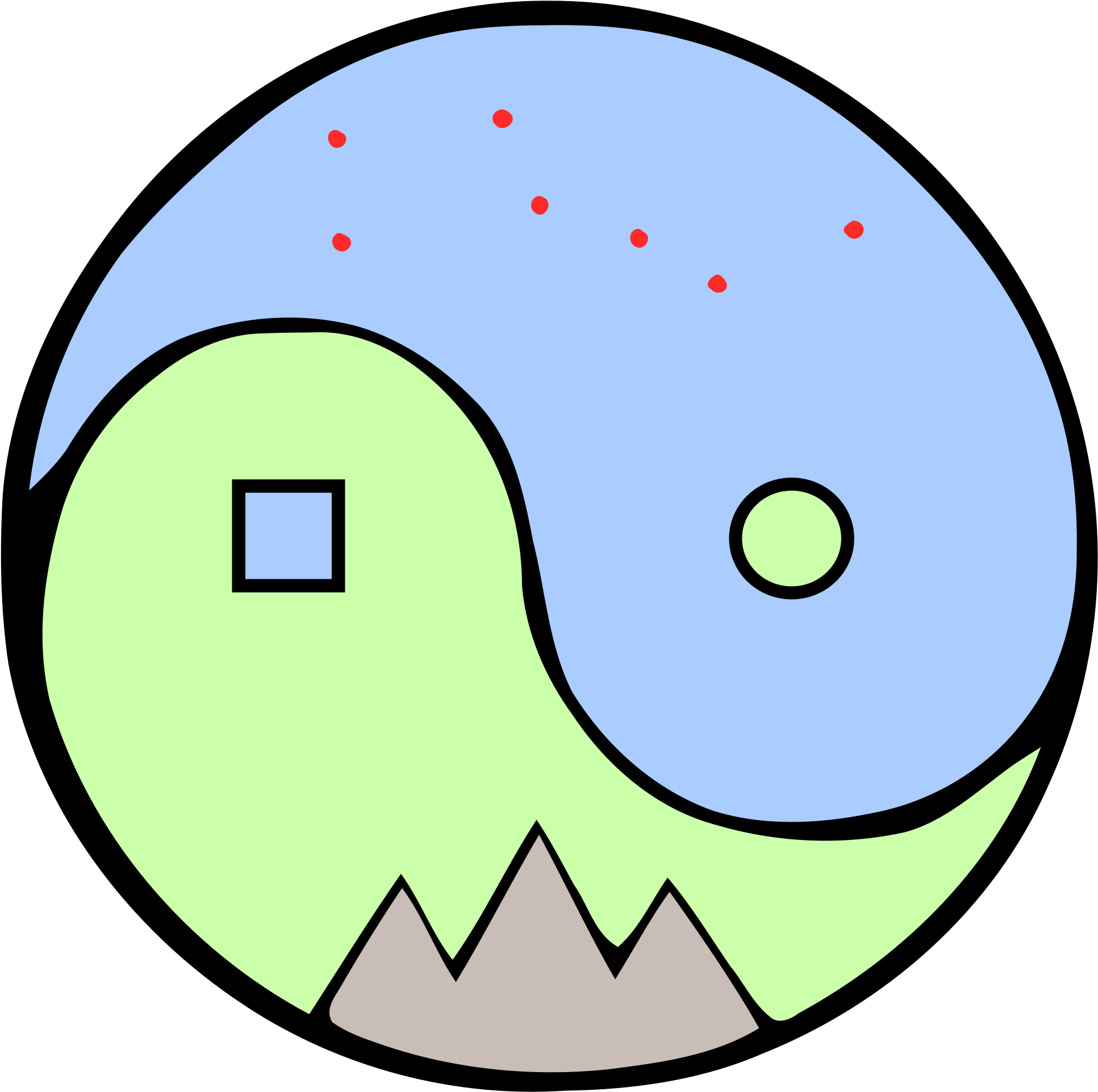 Yinyang, Heaven Squared Earth - Heaven And Earth Cartoon Clipart (2000x1985), Png Download