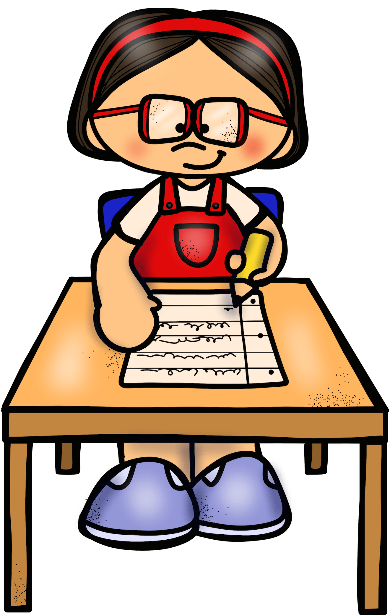 Writing At Desk 3 Girl - Signos De La Disgrafia Clipart (1362x2100), Png Download