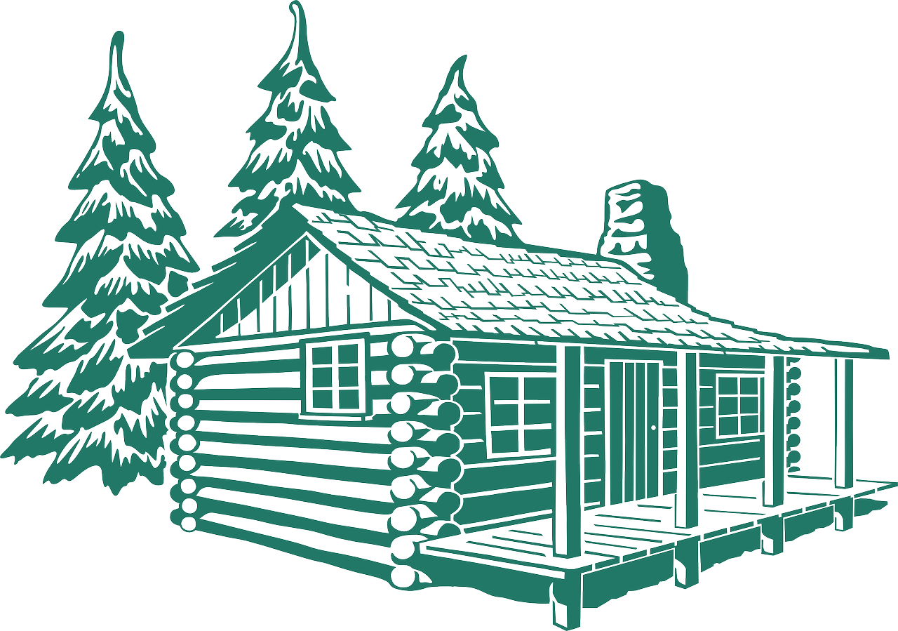 Log Cabin Drawing Clipart (1280x899), Png Download
