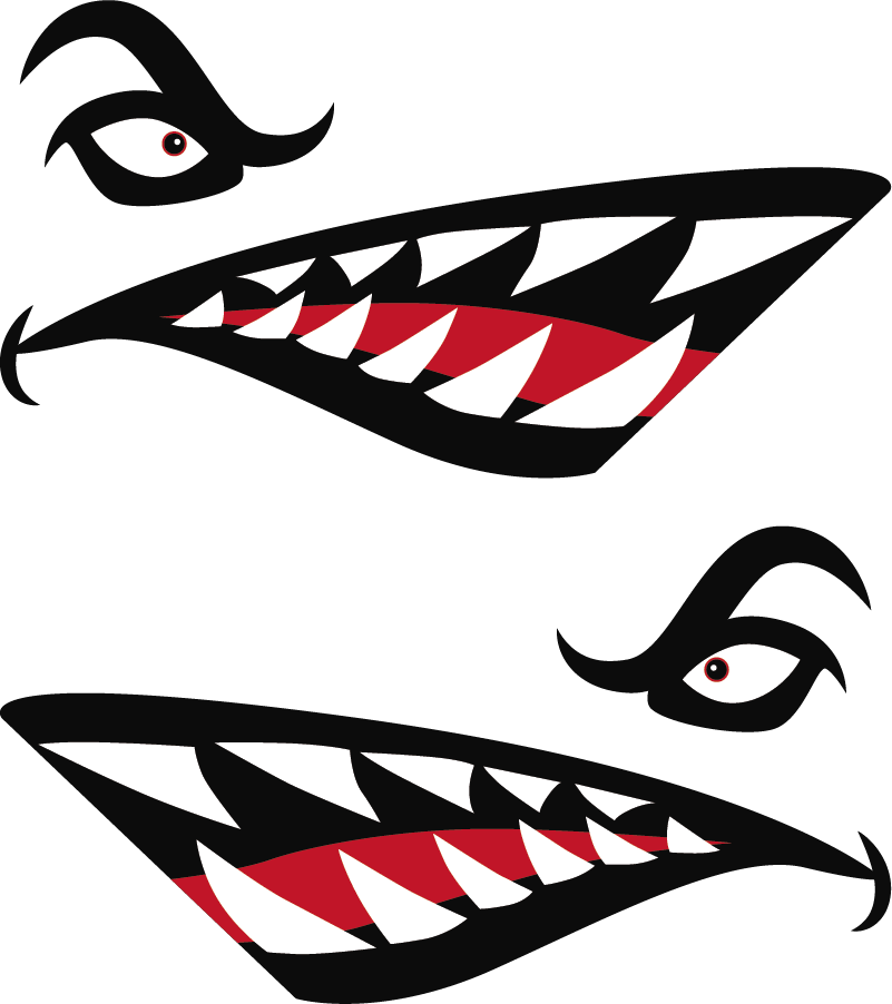 Shark Teeth Vehicle Sticker - Kayak Stickers Clipart (801x902), Png Download
