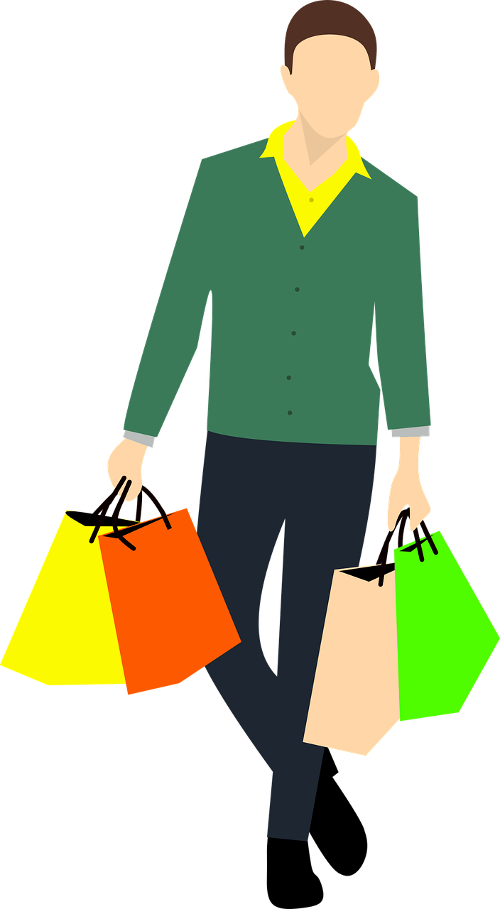 Shopping Bags & Trolleys Grocery Store Fukuoka - Man With Shopping Bags Png Clipart (704x1280), Png Download