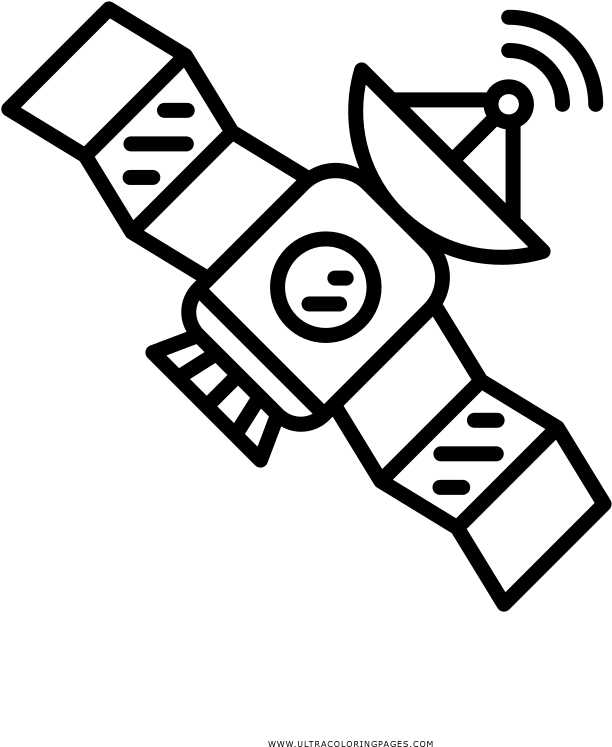 Satellite Coloring Page Clipart (612x747), Png Download
