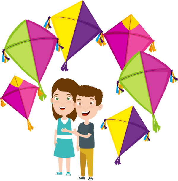 Transparent Makar Sankranti Line Kite Child For Happy - Happy Makar Sankranti Clipart - Png Download (600x612), Png Download