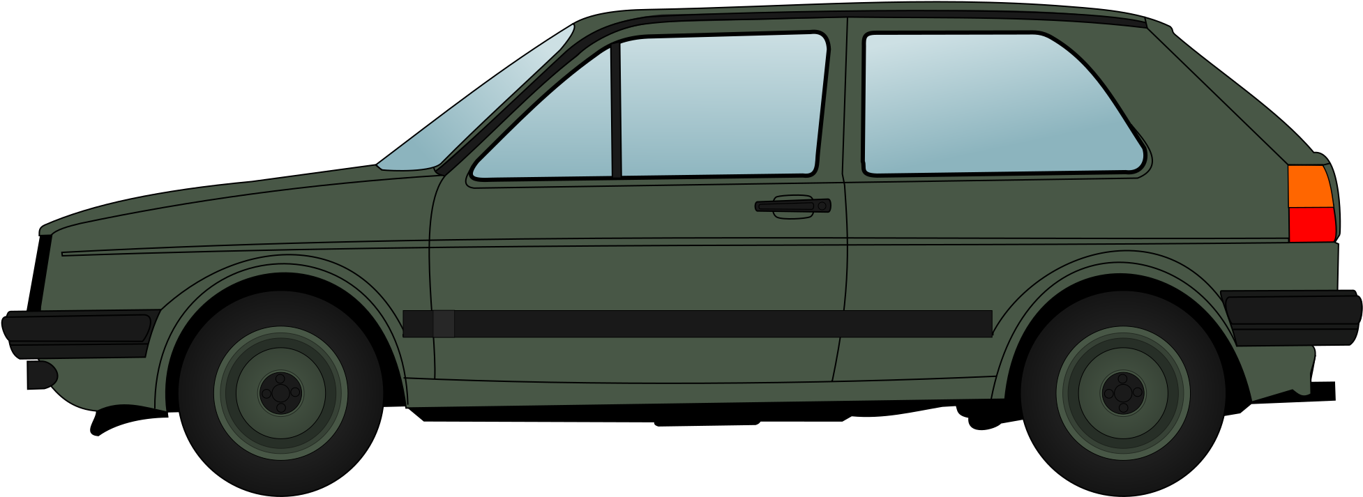 Volkswagen Golf Mk2 Side View Png Clipart - Volkswagen Golf 2 Side Transparent Png (1954x713), Png Download