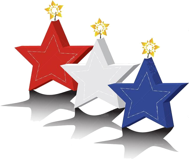 3stars - Bkue Red White Candles Clipart (650x561), Png Download