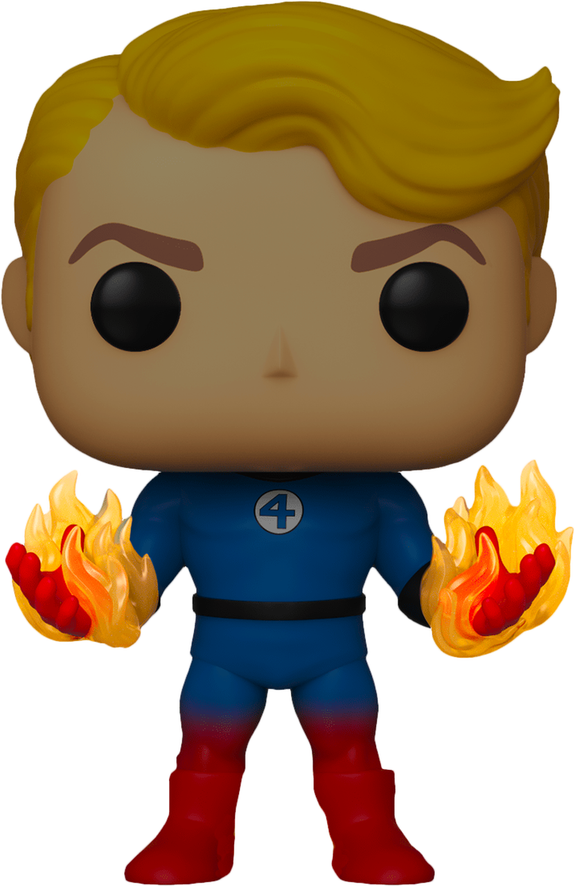 Human Torch With Flames Glow Us Exclusive Pop Vinyl - Human Torch Fantastic Four Funko Pop Clipart (830x1280), Png Download