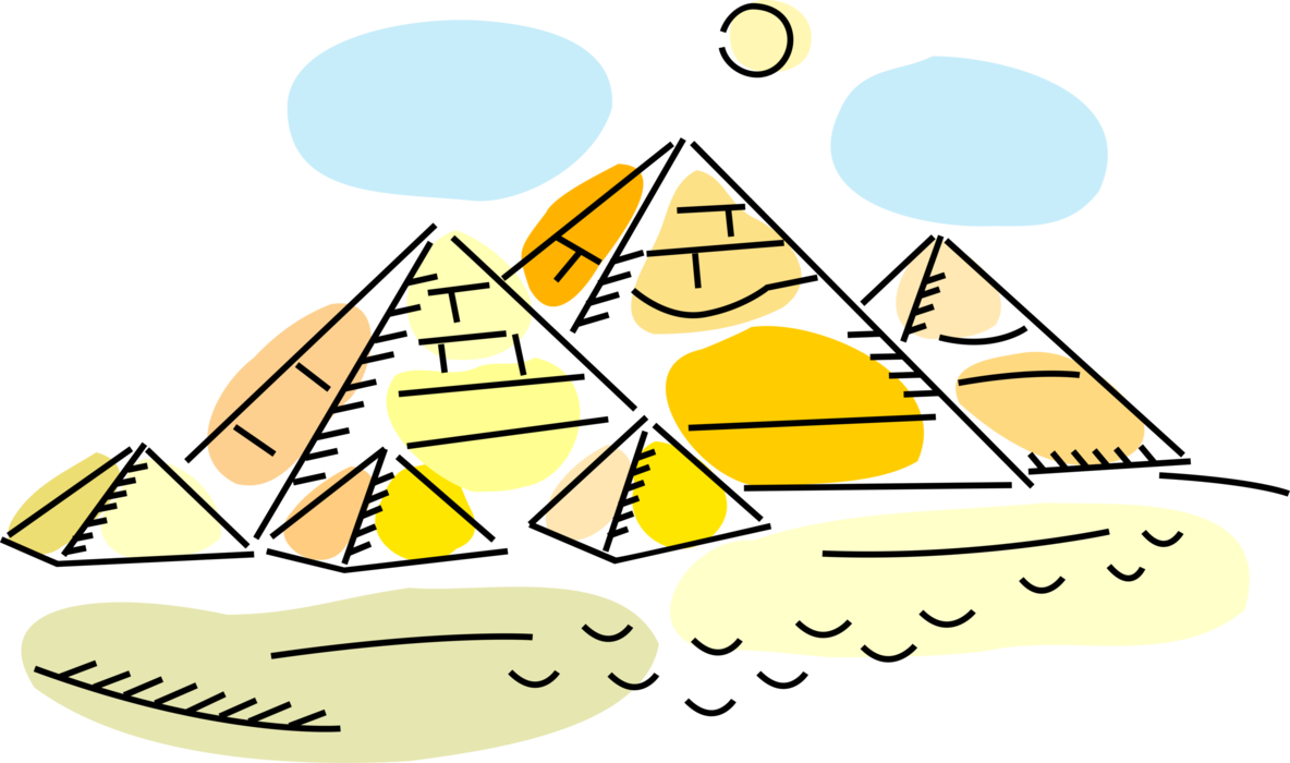 Vector Illustration Of Ancient Egyptian Great Pyramids - Ancient Egypt