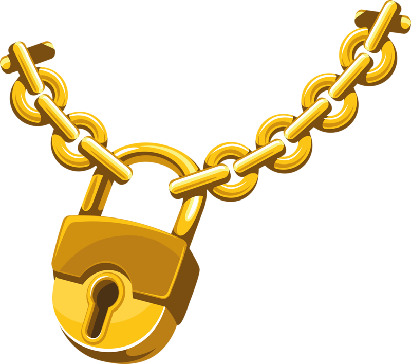 Clip Art Gold Chains - Lock With Chain Clipart - Png Download (800x708), Png Download