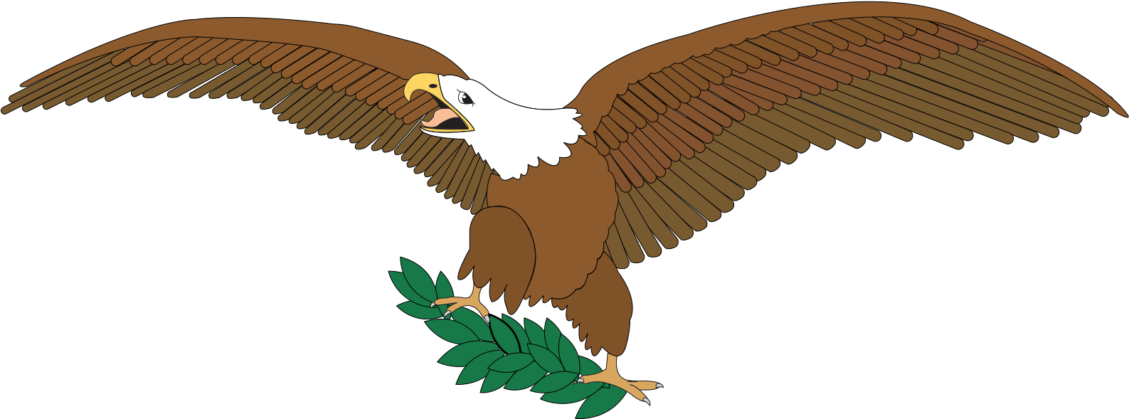 Bald Eagle On Branch Clipart - Eagle Spread Wings Png Transparent Png (800x296), Png Download