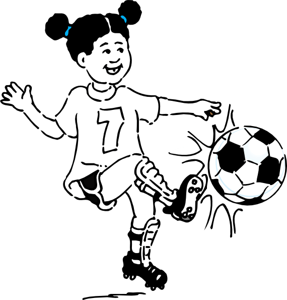 Kick Clip Art - Play Football Clipart Black And White - Png Download (570x595), Png Download