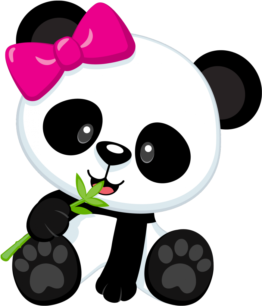Baby Girl Panda Cartoon Clipart (876x1024), Png Download