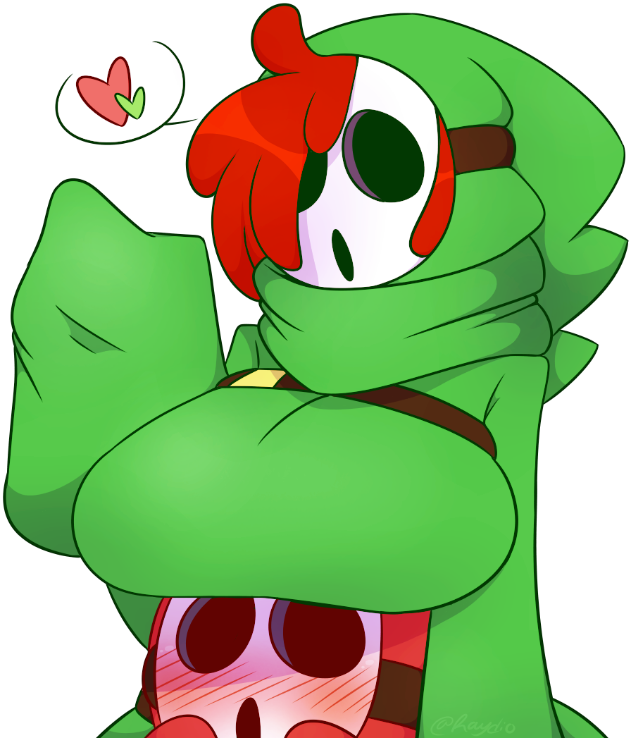 Green Fictional Character Cartoon Vertebrate Plant - Cute Shy Guy Mario Clipart (1097x1122), Png Download