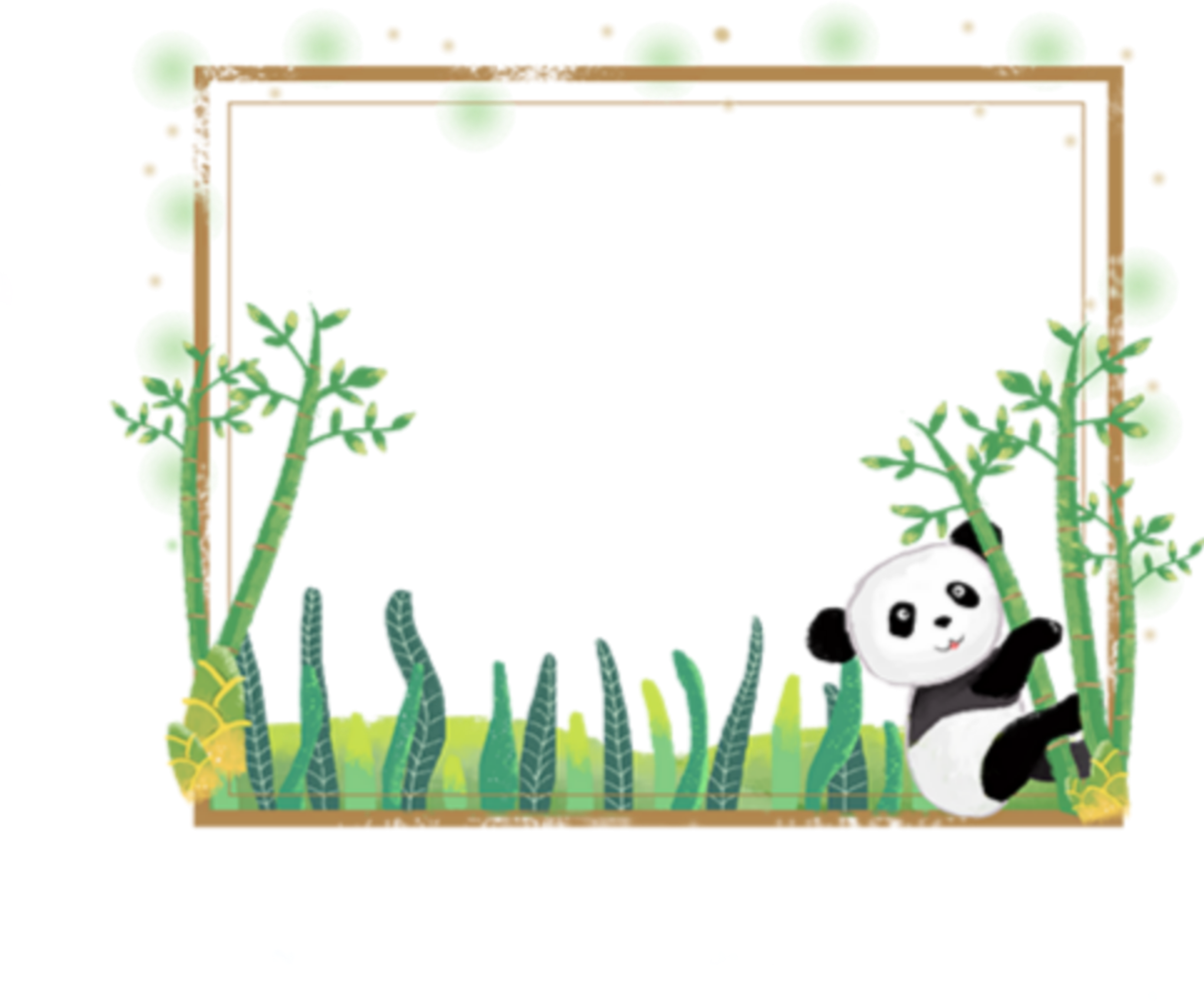 #ftestickers #panda #bamboo #frame #borders #cute #colorful - Cute Panda Border Design Clipart (2896x2896), Png Download