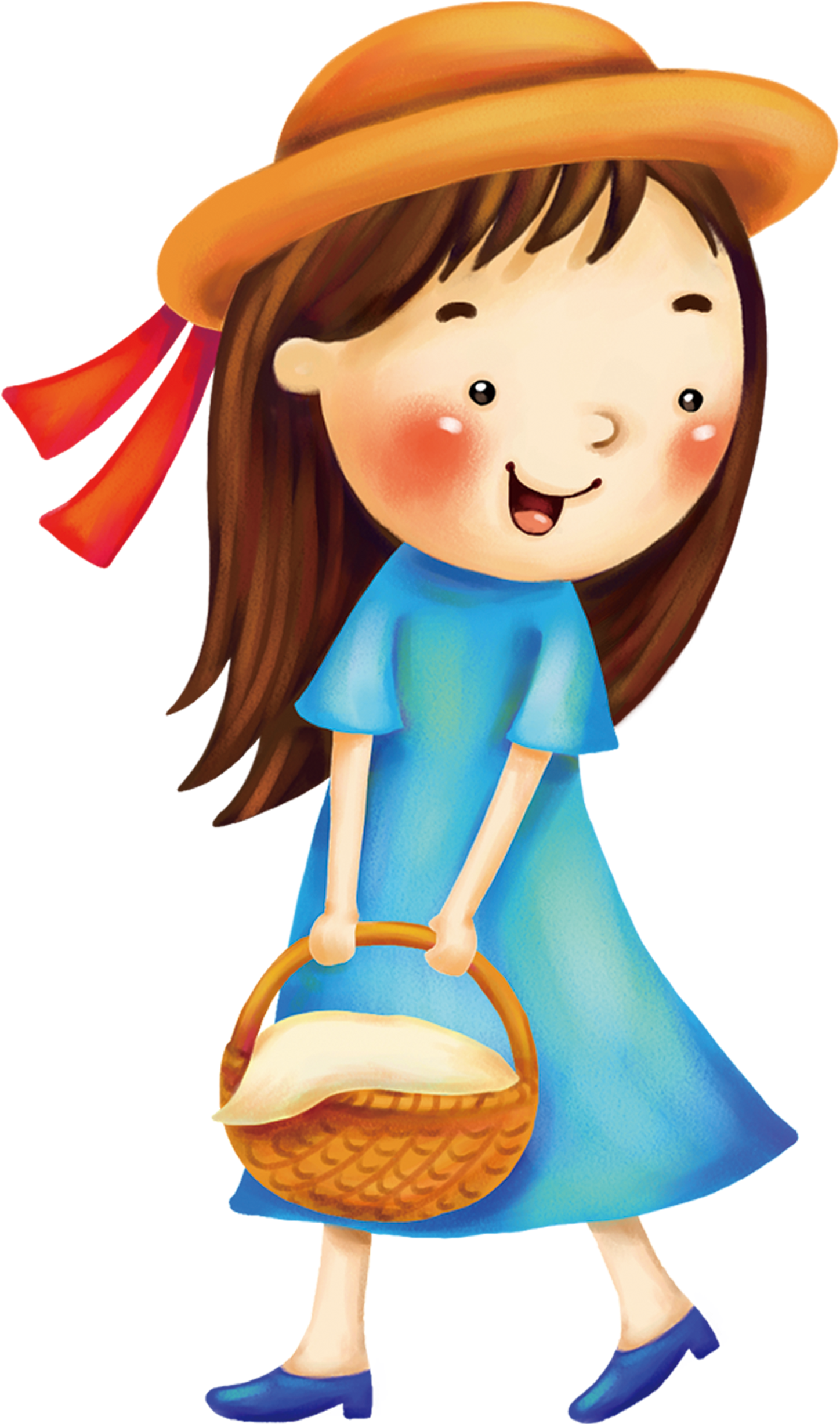 Transparent Shy Person Clipart - Girl With Hat Cartoon - Png Download (1448x2454), Png Download