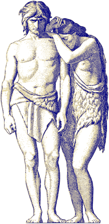 Classical Sculpture,art,artwork - Adam And Eve Drawing Clipart (530x750), Png Download