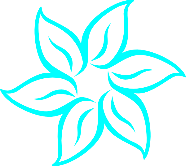 Aqua Flower Clipart Jpg Royalty Free Download Aqua - Black Flower Outline - Png Download (600x536), Png Download