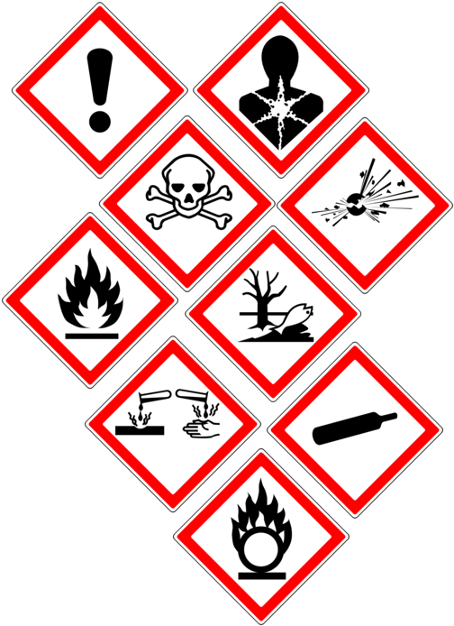 Line,symbol,safety - Danger Signs For Chemicals Clipart (543x749), Png Download