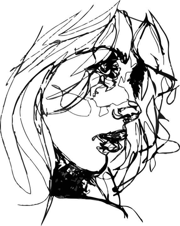 Transparent Line Drawing Png - Sketch Aesthetic Drawing Girl Clipart (573x720), Png Download