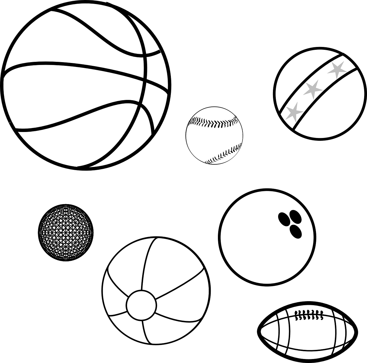 Balls, Sports Balls, Game Balls, Basketball, Baseball - Transparent Background Basketball Black And White Clipart - Png Download (1280x1268), Png Download