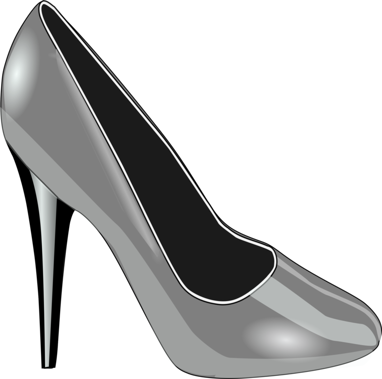 Walking Shoe,high Heeled Footwear,bridal Shoe - Clip Art High Heel Shoes Silver - Png Download (756x750), Png Download