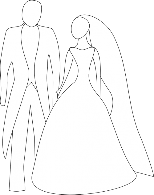 Bride Groom Couple - White Bride And Groom Clipart - Png Download (500x633), Png Download