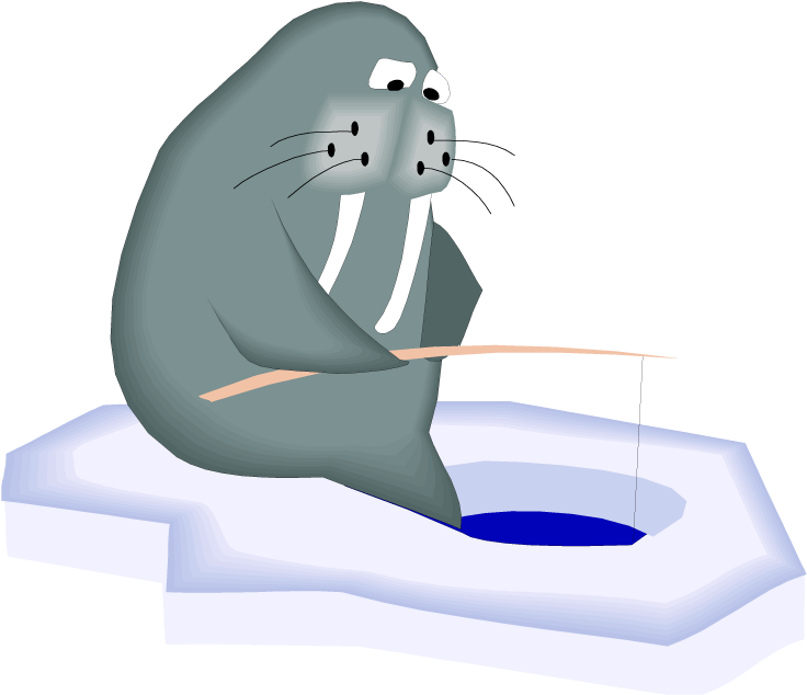 Free Walrus Clipart - Ice Fishing Cartoon - Png Download (750x675), Png Download